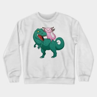 Axolotl riding a T-Rex Crewneck Sweatshirt